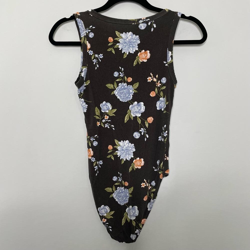 American Eagle Outfitters Bodysuit Floral Crewneck Sleeveless Brown Black XS - Picture 7 of 9